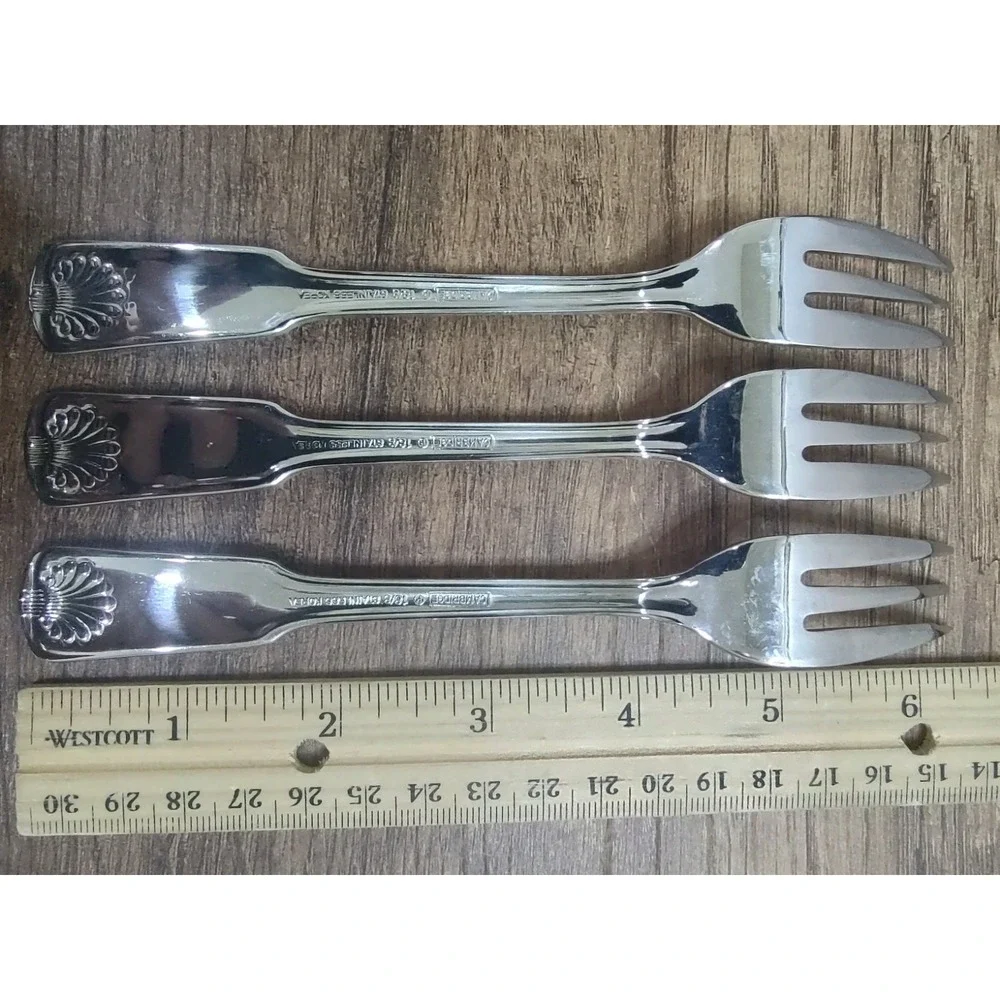 NIP Cambridge SHELL Glossy 18/8 Stainless PASTRY FORKS 6-1/2